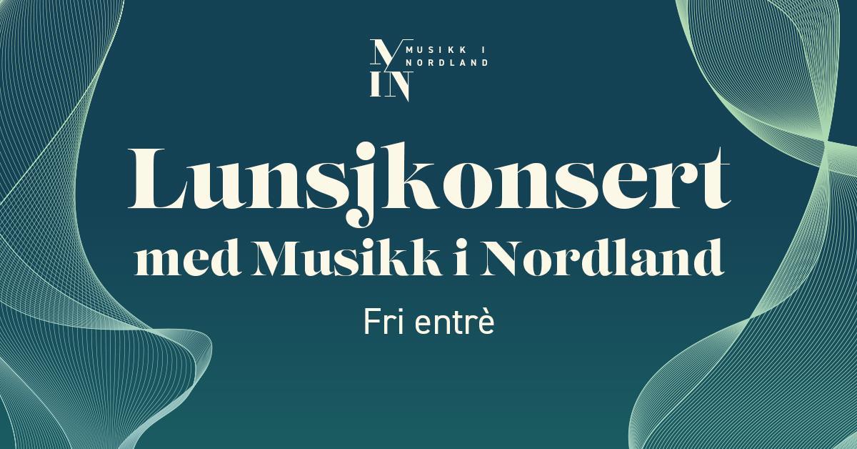 Plakat til lunsjkonsert med grønn bakgrunn - Klikk for stort bilde